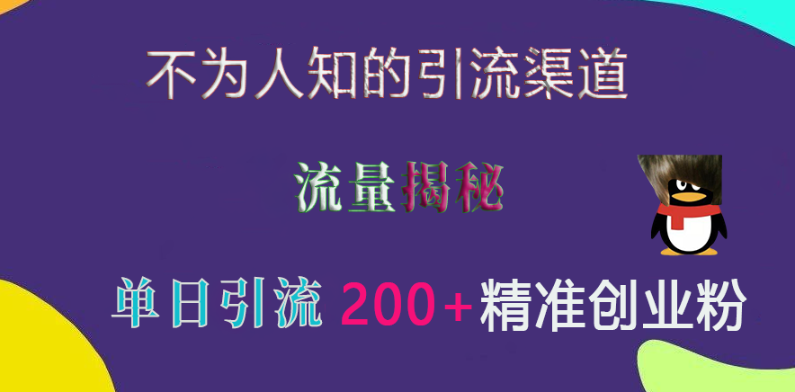 不为人知的引流渠道，流量揭秘，实测单日引流200+精准创业粉-点点短视频网