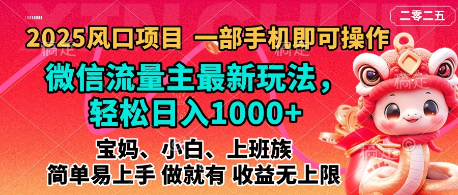 2025蓝海风口项目，微信流量主最新玩法，轻松日入1000+，简单易上手，做就有 收益无上限-点点短视频网