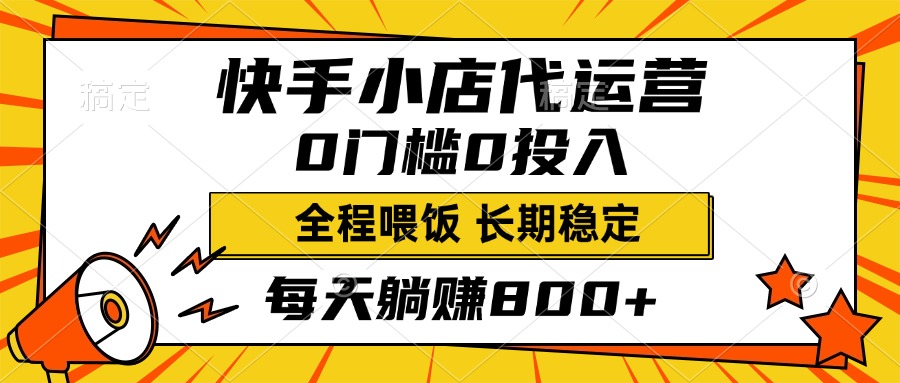 快手小店代运营，0投入0门槛，每天躺赚800+，长期稳定-点点短视频网