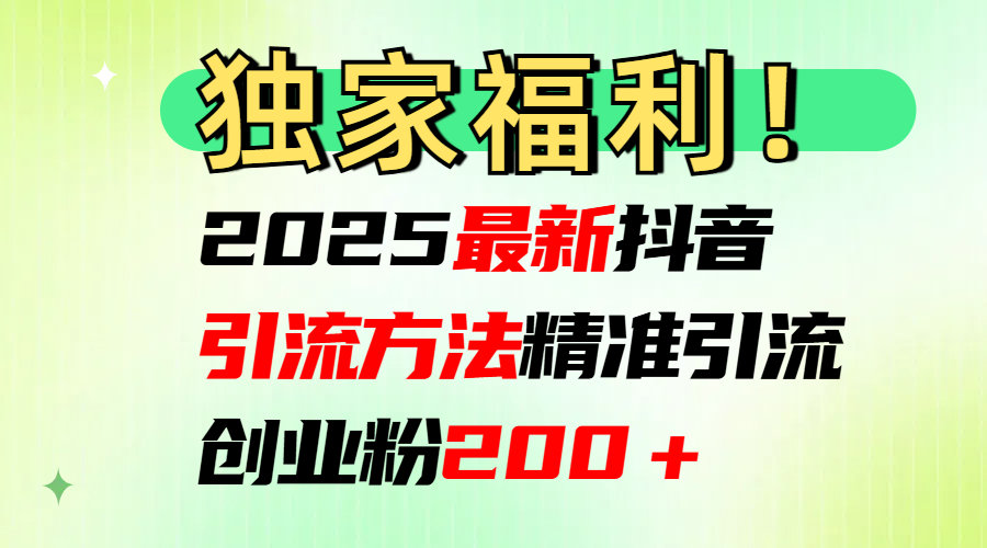 2025最新抖音引流方法每日精准引流创业粉200＋-点点短视频网
