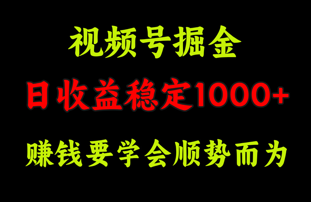 视频号掘金，单日收益稳定在1000+-点点短视频网