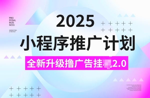 2025小程序推广计划，撸广告挂JI3.0玩法，日均5张【揭秘】-点点短视频网