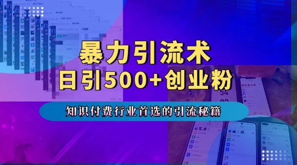 暴力引流术，专业知识付费行业首选的引流秘籍，一天暴流500+创业粉，五个手机流量接不完!-点点短视频网