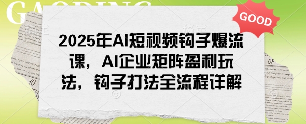 2025年AI短视频钩子爆流课，AI企业矩阵盈利玩法，钩子打法全流程详解-点点短视频网