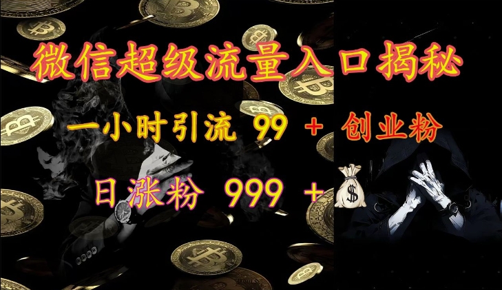 微信超级流量入口揭秘：一小时引流 99 + 创业粉，日涨粉 999 +-点点短视频网
