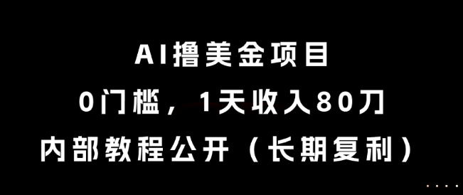 AI撸美金项目，0门槛，1天收入80刀，内部教程公开(长期复利)【揭秘】-点点短视频网