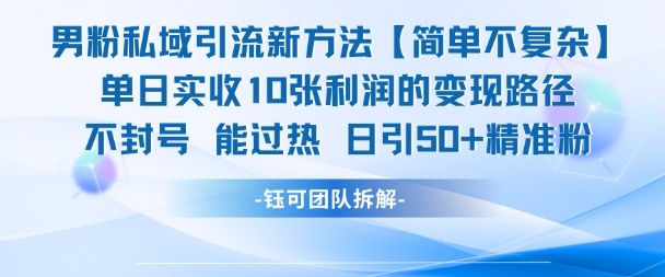 男粉私域引流新方法，单日收10张利润，日引流50+精准粉-点点短视频网
