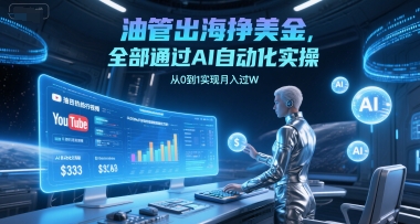 油管出海挣美金，全部通过AI自动化实操，从0到1实现月入过W-点点短视频网