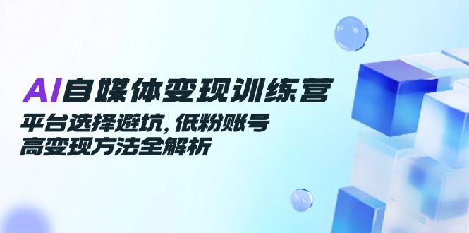 AI自媒体变现训练营，平台选择避坑，低粉账号高变现方法全解析-点点短视频网