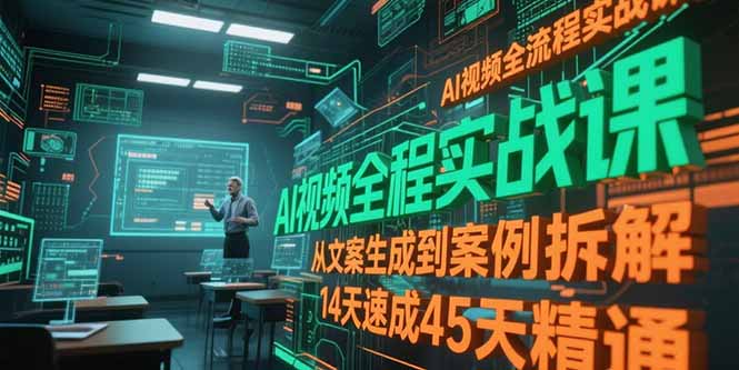 AI视频全流程实战课，从文案生成到案例拆解，14天速成45天精通-点点短视频网