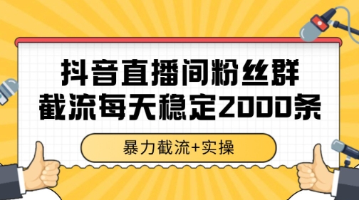 抖音直播间粉丝群暴力截流，一台电脑每天稳定2000条数据【揭秘】-点点短视频网