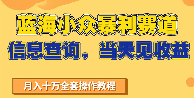 蓝海小众暴利赛道，信息查询，当天见收益，不讲玄学，7天搞了2万+-点点短视频网