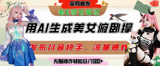 巧用AI让美女做俯卧撑，发布社交平台轻松涨粉变现，流量爆炸，挂抖音橱窗卖货，轻松实现日收入5张-点点短视频网
