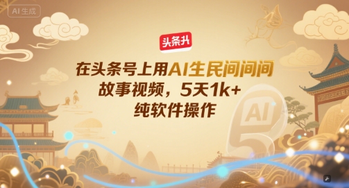 在头条号上用AI生民间故事视频，5天1k+，纯软件操作-点点短视频网