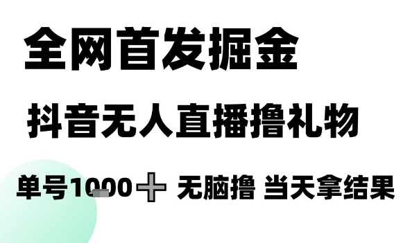 全网首发掘金抖音无人直播撸礼物，单号1k +无脑撸，当天拿结果【揭秘】-点点短视频网