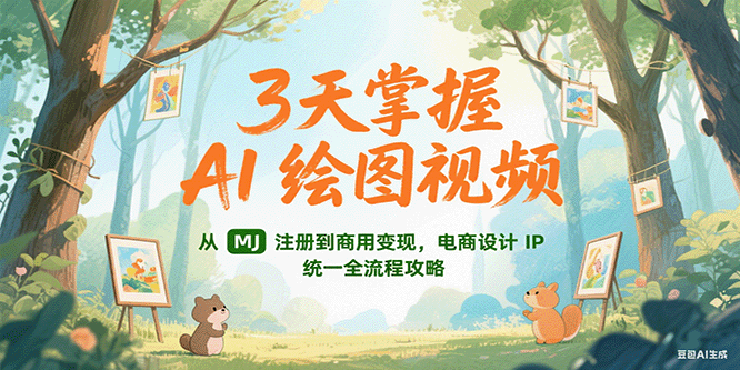 3天掌握AI绘图视频，从MJ 注册到商用变现，电商设计IP统一全流程攻略-点点短视频网