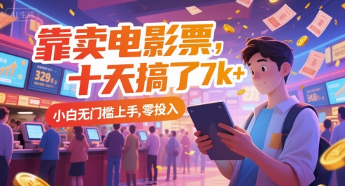 靠卖电影票，十天搞了7k+，小白无门槛上手，零投入【揭秘】-点点短视频网