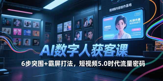 AI数字人获客课，6步突围+霸屏打法，短视频5.0时代流量密码-点点短视频网