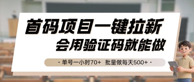 首码项目一键拉新，会用验证码就能做 单号一小时70+，批量做每天5张【揭秘】-点点短视频网