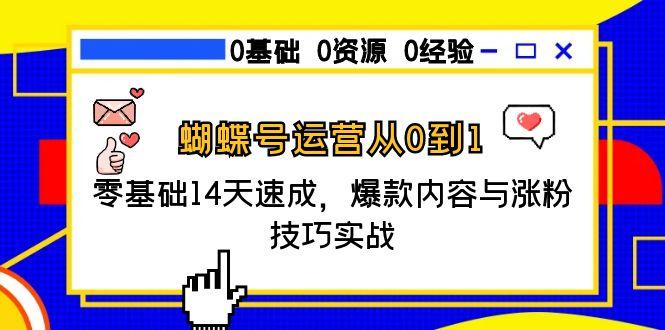 蝴蝶号运营从0到1，零基础14天速成，爆款内容与涨粉技巧实战-点点短视频网