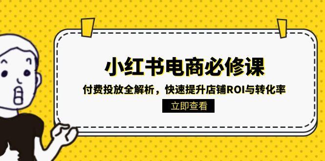 小红书电商必修课：付费投放全解析，快速提升店铺ROI与转化率-点点短视频网