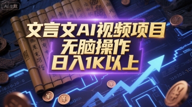文言文AI视频项目，无脑操作，日入1K以上-点点短视频网