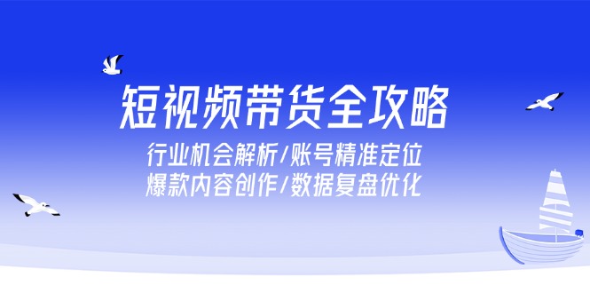 短视频带货全攻略，行业机会解析/账号精准定位/爆款内容创作/数据复盘优化-点点短视频网