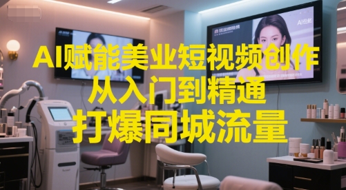 AI赋能美业短视频创作，从入门到精通，打爆同城流量，超级AI工具短视频实操落地-点点短视频网
