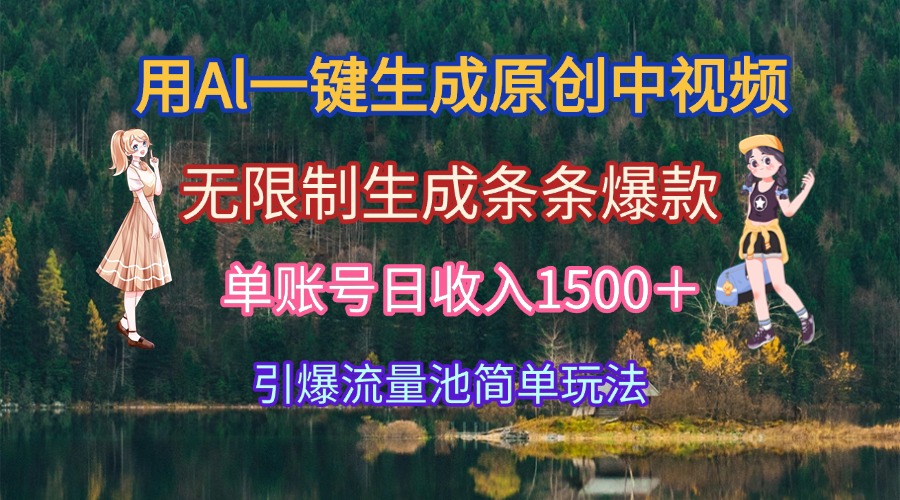用Al一键生成原创中视频，无限制生成条条爆款，单账号日收入1500＋引爆…-点点短视频网