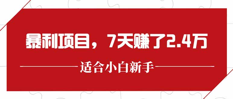 最新暴利项目，每单收益轻松在300以上，7天赚了2.4万-点点短视频网