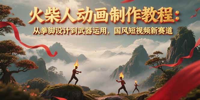 火柴人动画制作教程：从拳脚设计到武器运用，国风短视频新赛道-点点短视频网
