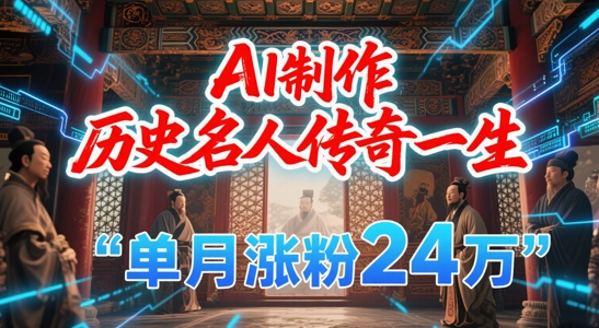 暴力起号！用AI制作历史名人传奇一生，单月涨粉24W，涨粉+变现赛道黑马来了-点点短视频网
