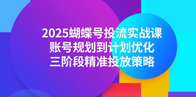 2025蝴蝶号投流实战课，账号规划到计划优化，三阶段精准投放策略-点点短视频网