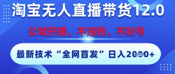 淘宝无人直播带货12.0，最新技术，不封号，不违规，操作简单，开播爆单，日入多张【揭秘】-点点短视频网