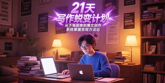 21天写作蜕变计划，从下笔困难到爆文创作，系统掌握变现方法论-点点短视频网