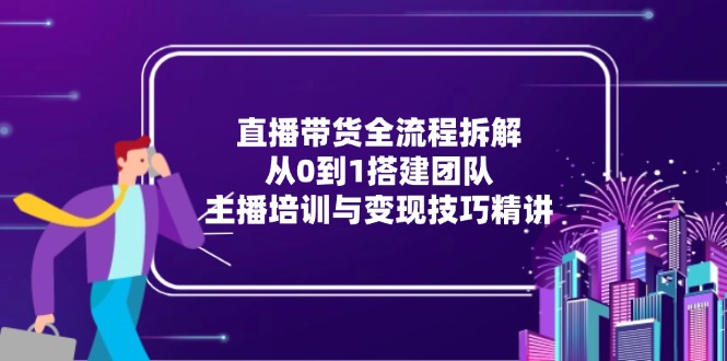 直播带货全流程拆解：从0到1搭建团队，主播培训与变现技巧精讲-点点短视频网