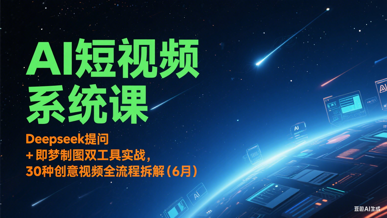 AI短视频系统课：Deepseek提问 + 即梦制图双工具实战，30种创意视频全流程拆解(6月)-点点短视频网
