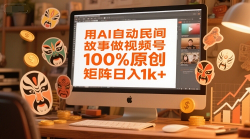 用AI自动民间故事做视频号，100%原创，矩阵日入1k+-点点短视频网