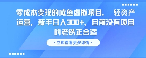 零成本变现的咸鱼虚拟项目， 轻资产运营，新手日入3张+，目前没有项目的老铁正合适-点点短视频网