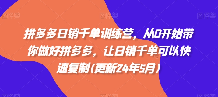 拼多多日销千单训练营，从0开始带你做好拼多多，让日销千单可以快速复制(更新25年6月)-点点短视频网