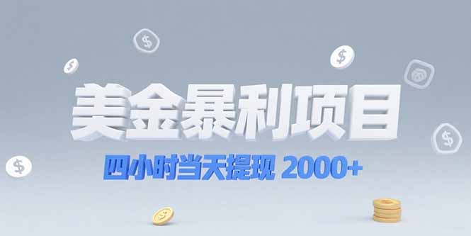 美金暴利项目，四小时当天提现 2000+机会留给会选赛道的人-点点短视频网
