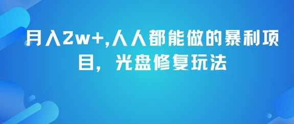 月入2w+，人人都能做的暴利项目，光盘修复玩法-点点短视频网