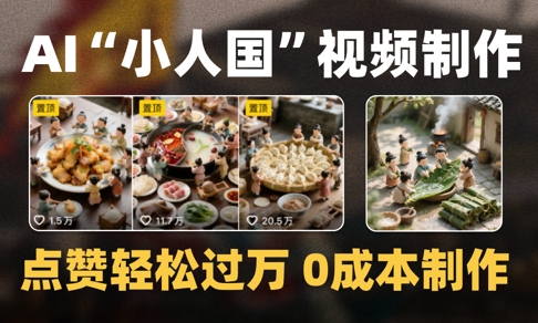 爆款1000W+播放微缩景观迷你小人国AI视频0成本制作全流程教学-点点短视频网