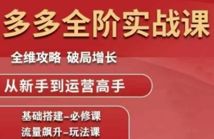 拼多多全阶实战课程，全维攻略，破局增长，从新手到运营高手-点点短视频网