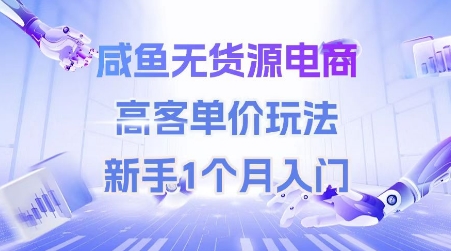 咸鱼无货源电商，高客单价玩法，新手1个月入门-点点短视频网