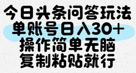 今日头条问答玩法，单账号日入30+，操作简单无脑复制粘贴就行-点点短视频网