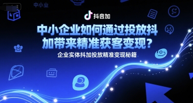 中小企业如何通过投放抖加带来精准获客变现？企业实体抖加投放精准变现秘籍-点点短视频网