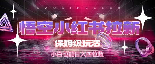 悟空小红书拉新，保姆级玩法，小白也能日入四位数-点点短视频网