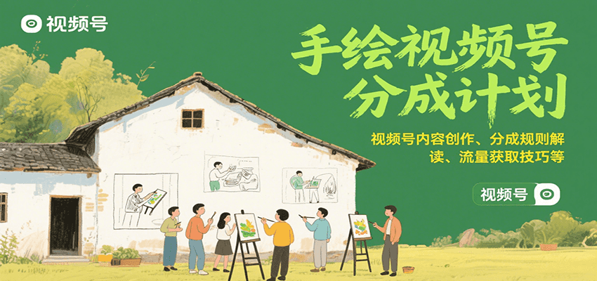 手绘视频号分成计划：视频号内容创作、分成规则解读、流量获取技巧等-点点短视频网