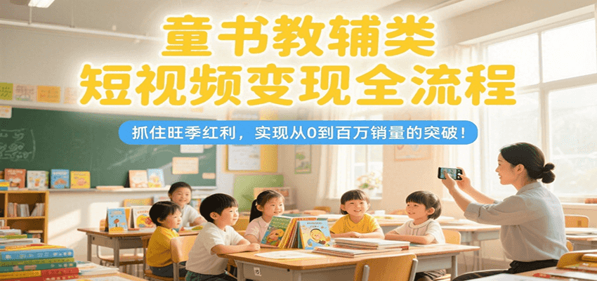 童书教辅类短视频变现全流程，抓住旺季红利，实现从0到百万销量的突破！-点点短视频网